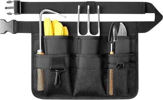 Gartenschürze Für Damen Mit Verstellbarem Werkzeuggürtel, 8 Taschen, Robustem Und Strapazierfähigem Oxford-gewebe, Für Gartenarbeit Und Bauarbeiten, Schwarz