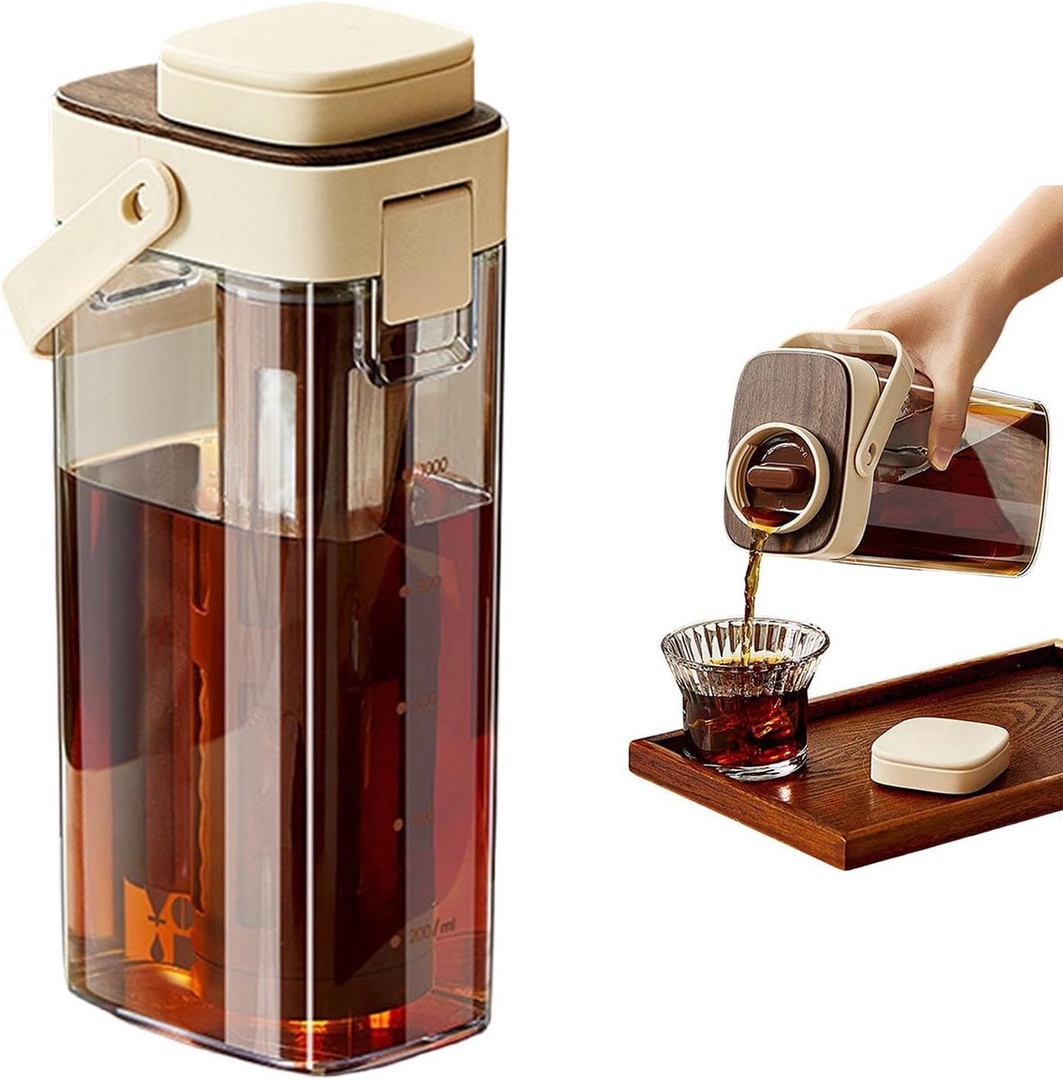 Cold-brew-kaffeemaschine – Langsam Gebrühter Kaffee – 1000 Ml – Eistee-kaffeemaschine – Für Limonade, Fruchtgetränke – Kühlschrank, Küche, Esszimmer, Drinnen Und Draußen