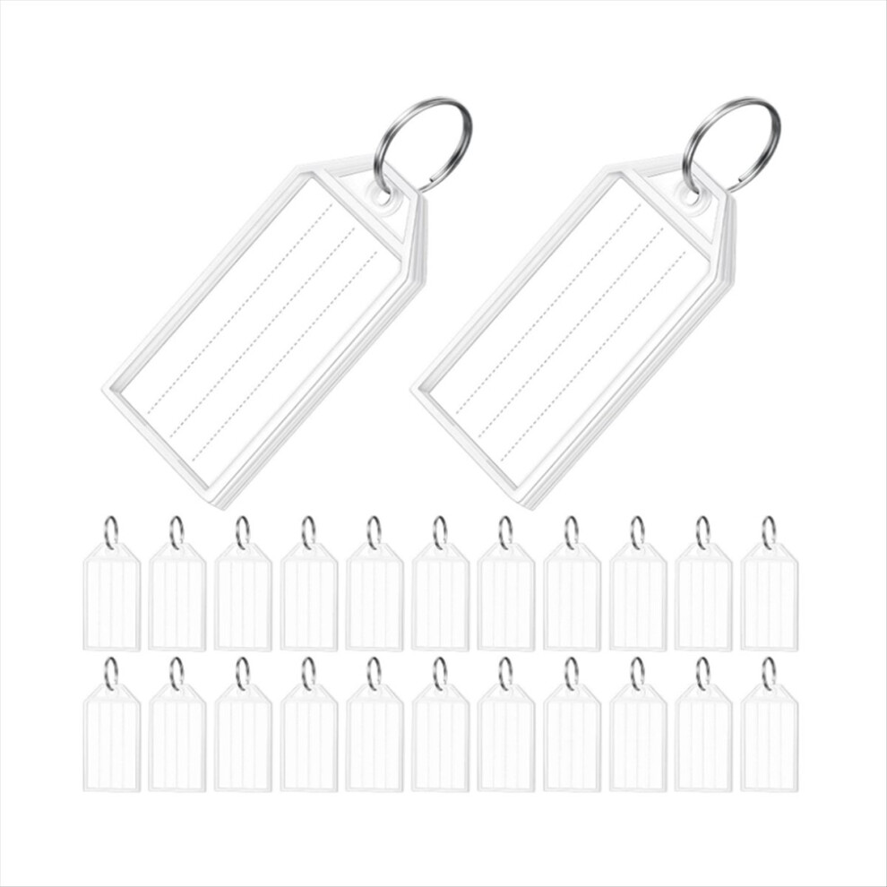 100 Schlüsselanhänger, Jeder Mit Einer 5 Cm Langen Kunststoffkette, Einem Leeren, Linierten Papieretikett, Einer Transparenten Abdeckung Und Einer Artikelkennzeichnung.