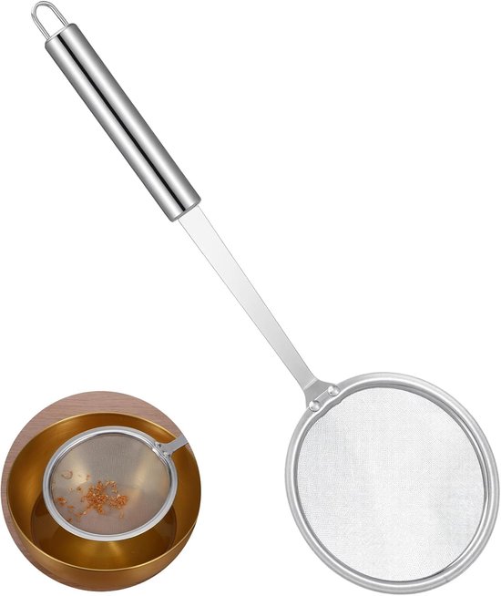 10 Cm Großer, Geschlossener Löffel, Küchensieb Aus Edelstahl, Feiner, Hitzebeständiger Filter Mit Langem Griff Für Öl Und Suppe