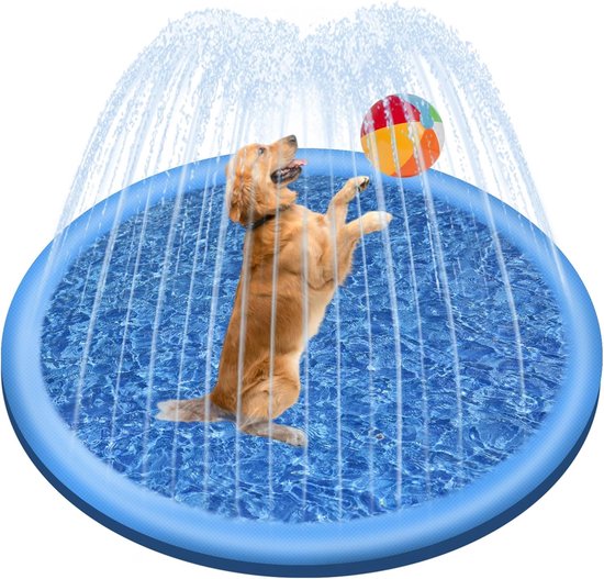 Mini-schwimmbecken Für Kinder Und Haustiere – Hundebecken – 100 Cm Aufblasbares Hundebecken – Faltbares, Verdicktes Springbrunnenbecken – Blau