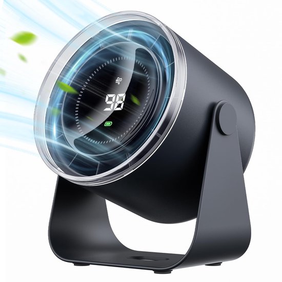 Ventilator – Tischventilator – Verstellbarer Winkel – Geräuscharm – 100 Windgeschwindigkeitsstufen Mit Digitalanzeige – Wiederaufladbar – Geeignet Für Zuhause, Büro Und Reisen