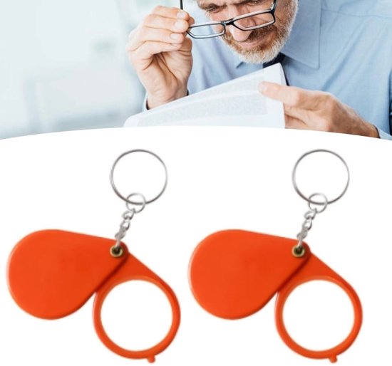 Faltbare, 5 Mm Große, Rautenförmige Fingerlupe Mit Schlüsselanhänger – Orange