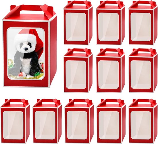 Transparente Geschenktüten – 12er-set Mit Sichtfenster – Geschenk- Und Blumenverpackung – 18 X 13 X 25 Cm – Pvc & Papier – Für Partys & Hochzeiten – Weihnachtsgeschenk