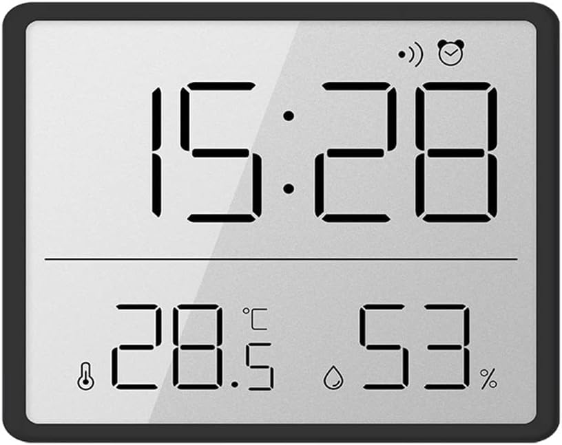 Digitales Thermometer Und Hygrometer, Kleiner Lcd-wecker – Schwarz