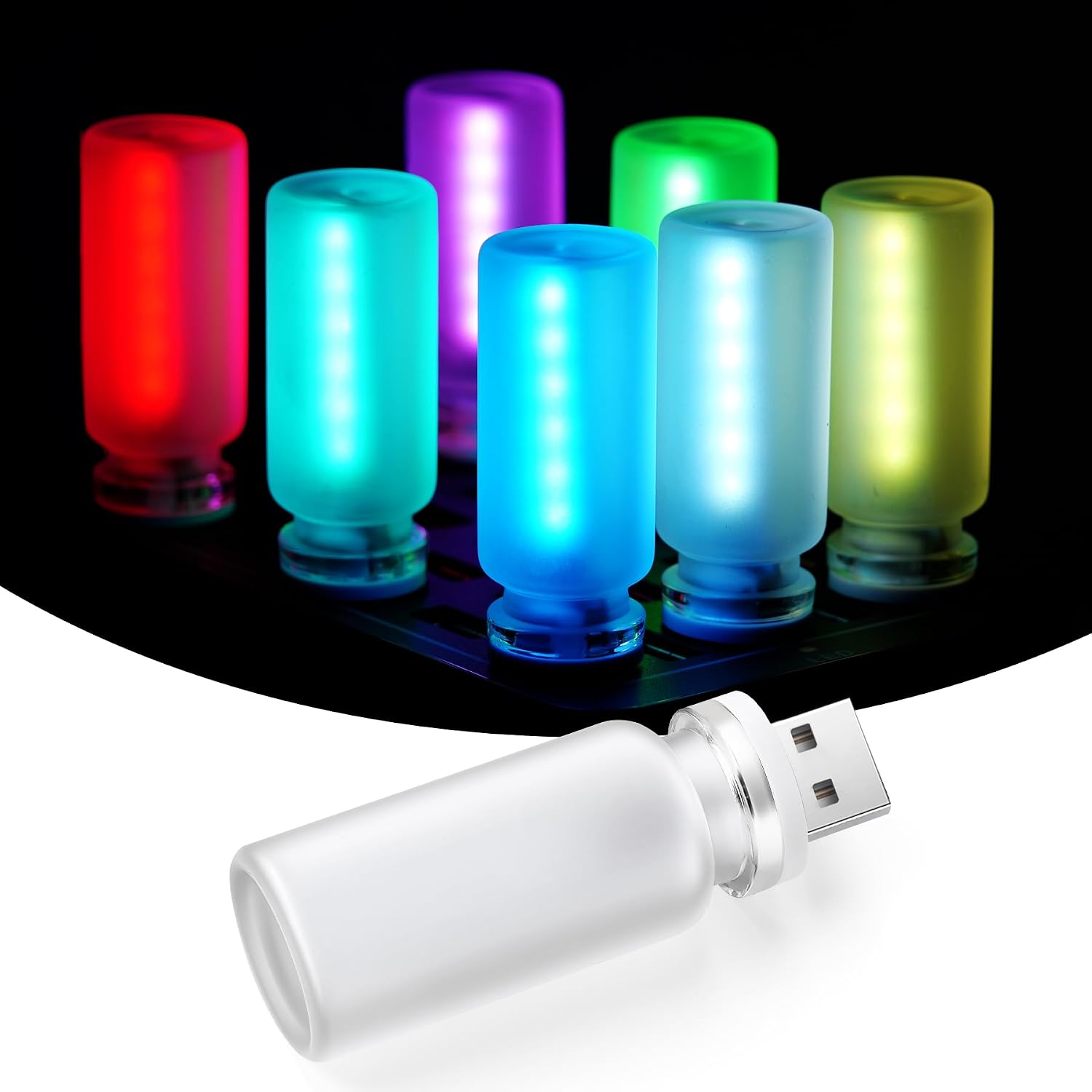 Usb-auto-ambientebeleuchtung – Per Berührung Dimmbar Mit 13 Farbmodi – Glasflaschenlampe Für Stimmungsvolle Innenraumbeleuchtung (1 Stück)