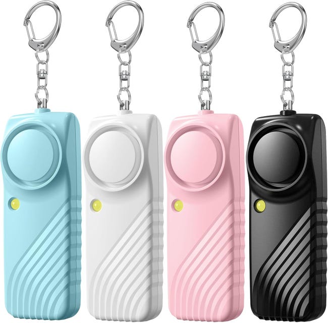 Tragbarer Personenalarm, 130 Dezibel, Mit Led-taschenlampe Und Notfallsirene, 4er-pack