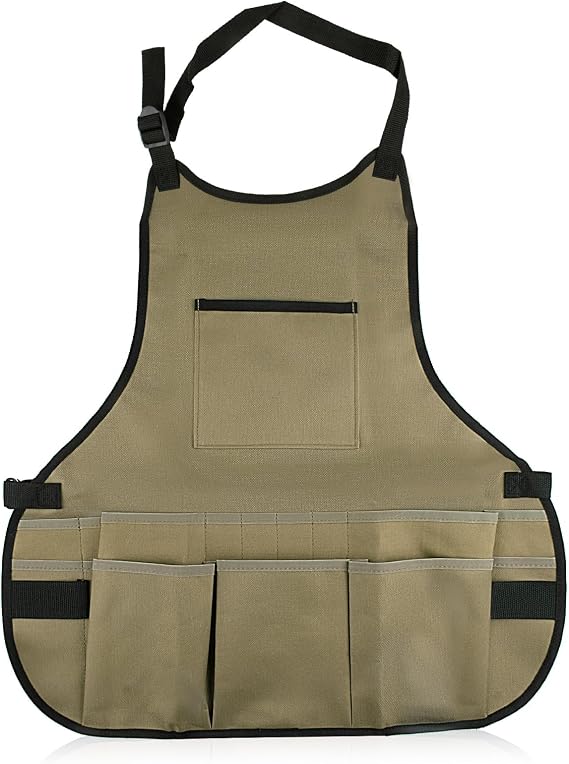 Gartenschürze Aus Robustem, Wasserdichtem Oxford-gewebe Mit 14 Taschen Und Verstellbarem Riemen