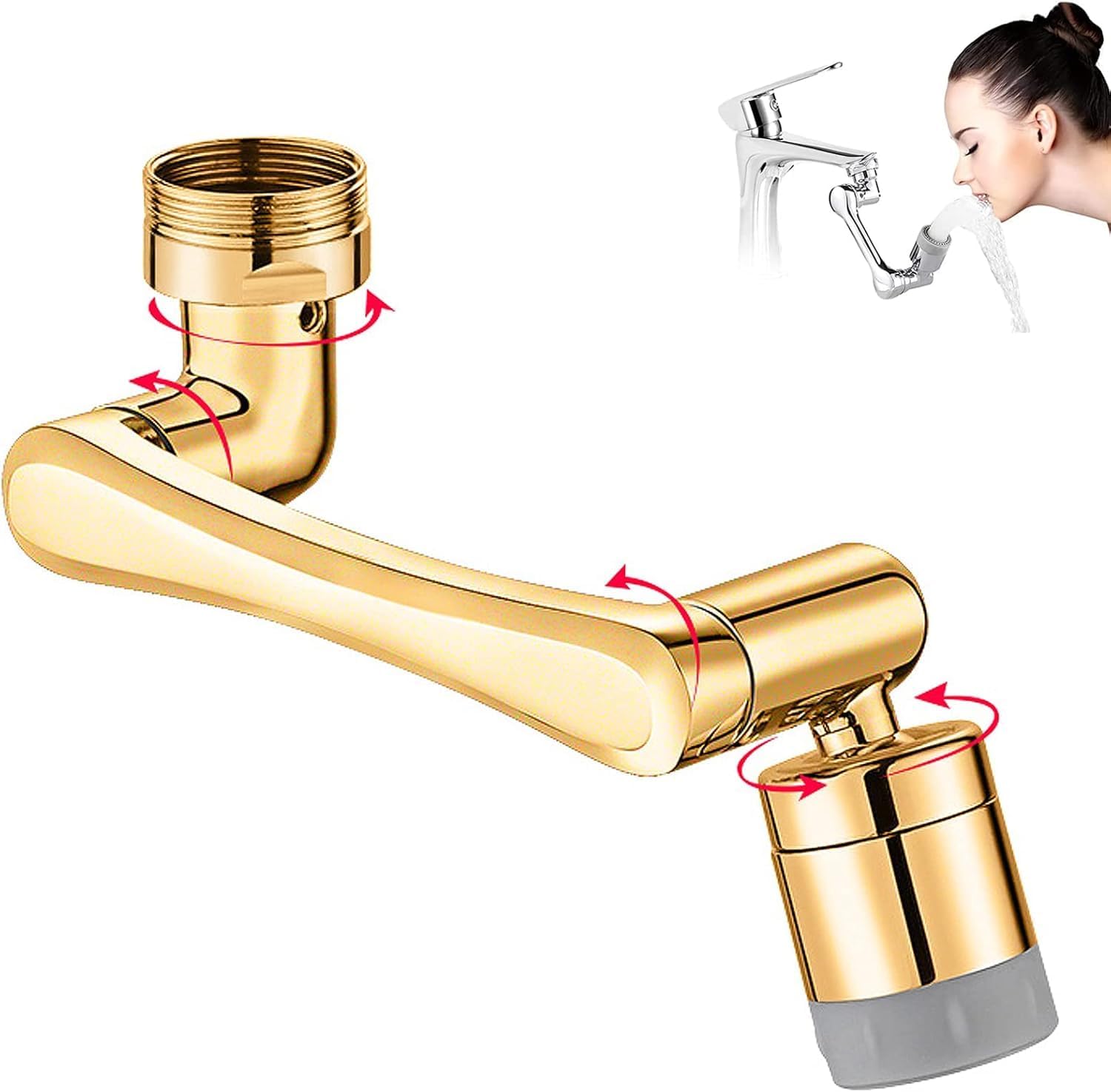 1440° Drehbarer Küchenarmatur-luftsprudler, Universeller Wassersparender Filter-verlängerungsdüsenmischer Für Küche Und Bad (gold)