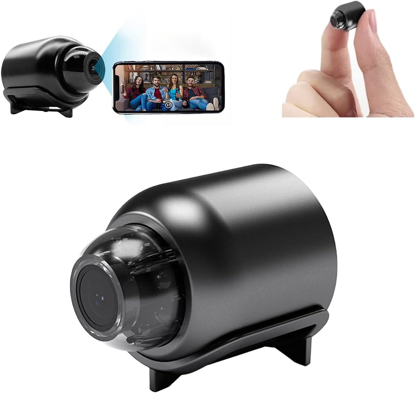 Mini-wlan-kamera Mit 1080p Hd-auflösung, Nachtsicht, Bewegungserkennung, Fernüberwachung, 160°-weitwinkel-mikrofon Und Babyphone-funktion Für Zuhause, Büro, Geschäft Und Lager