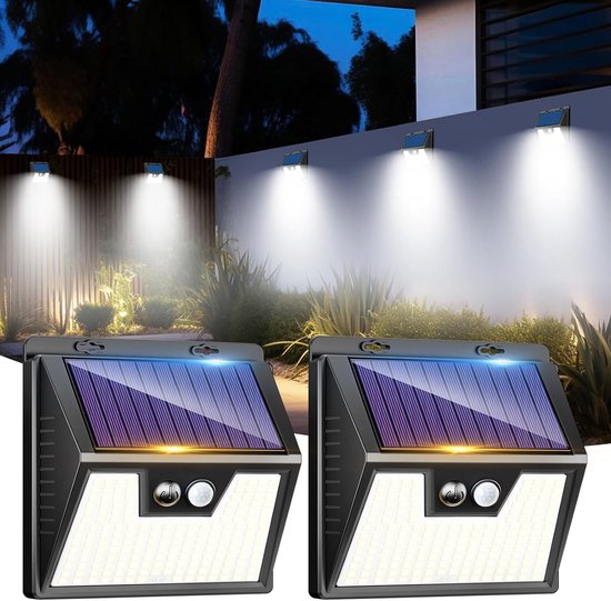 2er-pack Solarleuchten Für Den Außenbereich Mit 176 Led-perlen, Ip65 Wasserdicht, 3 Modi, Kaltweiß [energieeffizienzklasse E].