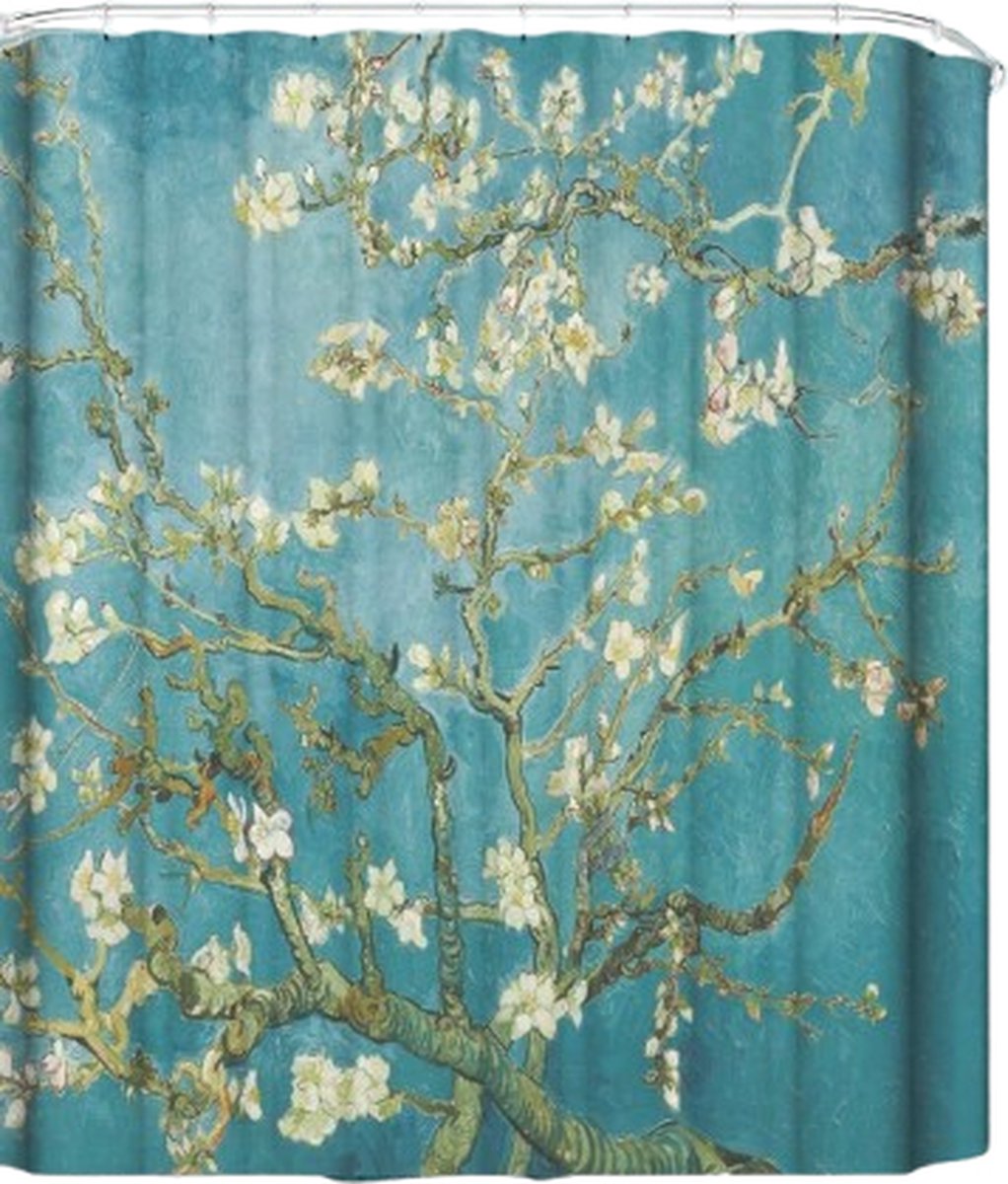 Duschvorhang 180 X 180 Cm – Duschvorhang Mit Haken – Bad & Sanitär – Grün – Schimmelresistenter Duschvorhang – Mandelblüte