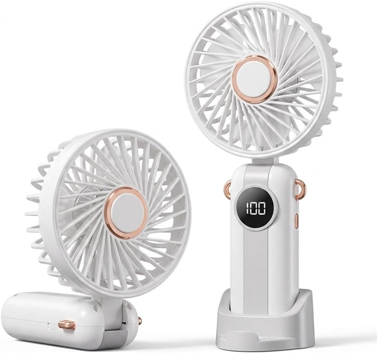 Handventilator – Tragbarer Ventilator Mit 1200 Mah, Faltbar, 180° Drehbar, Mini-ventilator, Extrem Leise, 5 Geschwindigkeitsstufen, Ideal Zum Schminken, Für Wimpern Und Zur Kühlung.