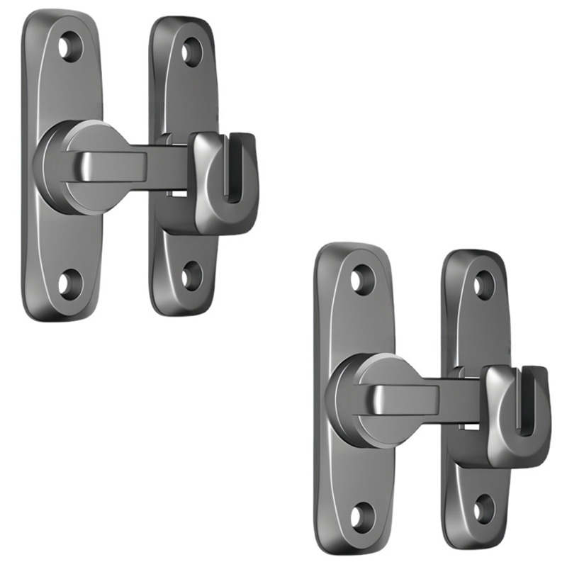 Zwei Verstärkte 90/180-grad-schiebetürschlösser, Graue, Robuste Doppelriegel-türriegel Aus Aluminiumlegierung.