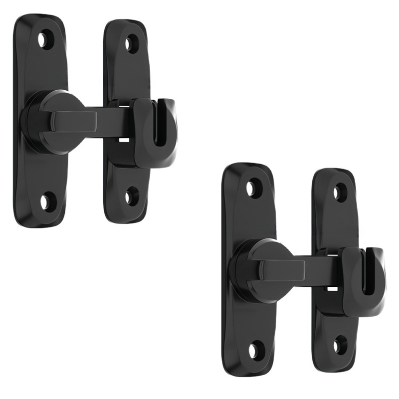 Zwei Verstärkte 90/180-grad-schiebetürschlösser, Schwarze, Robuste Doppelriegel-türriegel Aus Aluminiumlegierung.