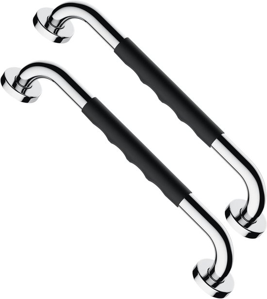 2-teiliges Set – 40 Cm Haltegriff Aus Edelstahl Fürs Badezimmer – Verchromter, Rutschfester Gummigriff – Sicherheit Für Senioren Und Menschen Mit Behinderung