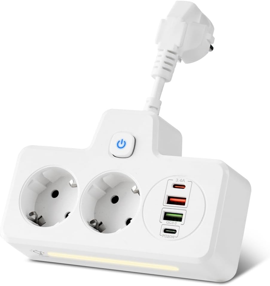 Eu-steckdose, Mehrfachsteckdose, Wandsteckdose, Pd Qc3.0-ladegerät, Mehrfachladegerät, Usb-ladegerät Mit Schaltern (weiß), Hohe Qualität