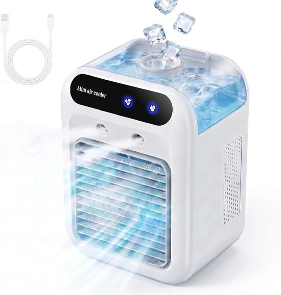 Tragbare Klimaanlage, Kleines Mini-gerät Mit Nebelbefeuchter Und 15° Verstellbarem Neigungswinkel (weiß).