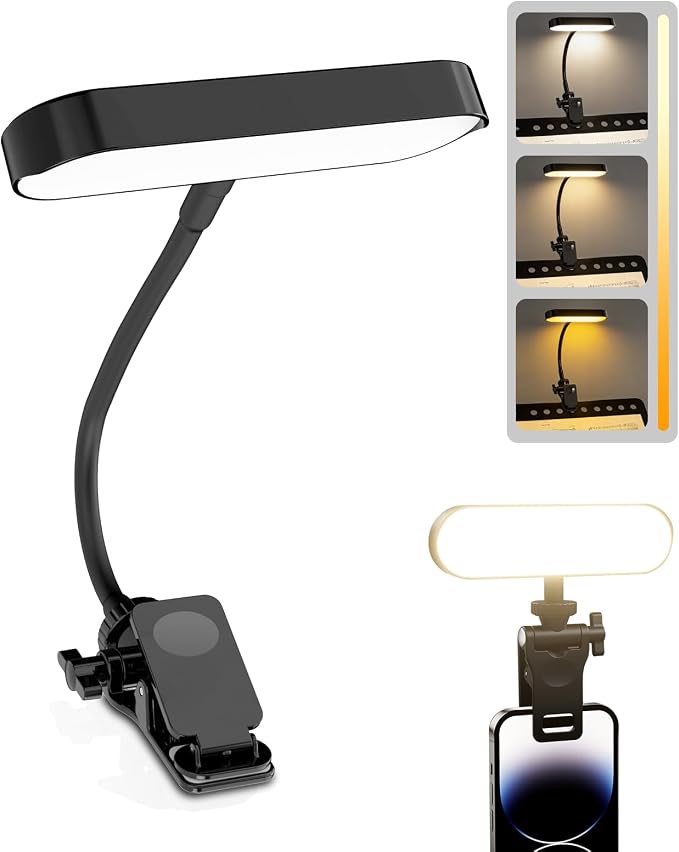 2-in-1 Wiederaufladbare Clip-on 7,9" Flexible Led-video-leselampe Für Schreibtisch Und Bett