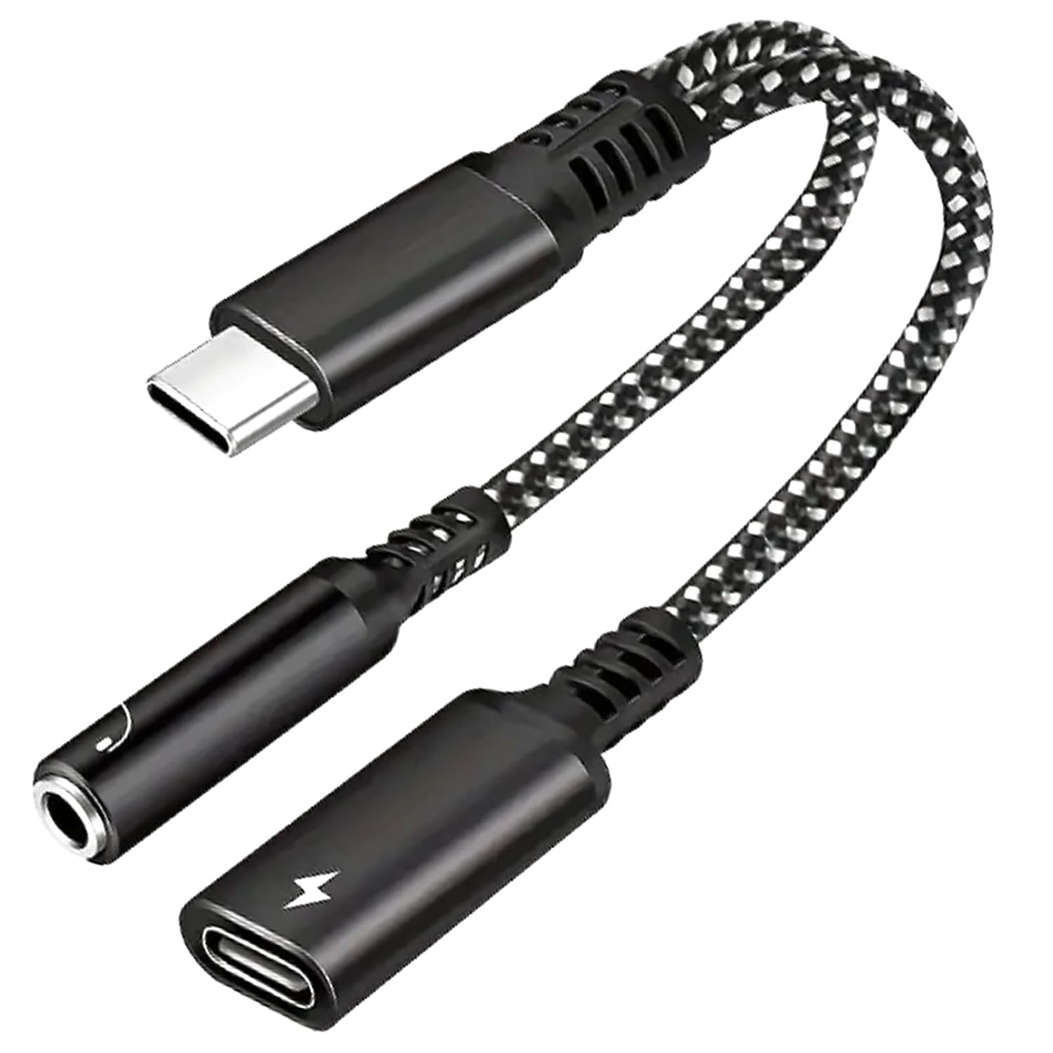 2-in-1 60w Schnelllade-usb-c-audioadapter (schwarz)