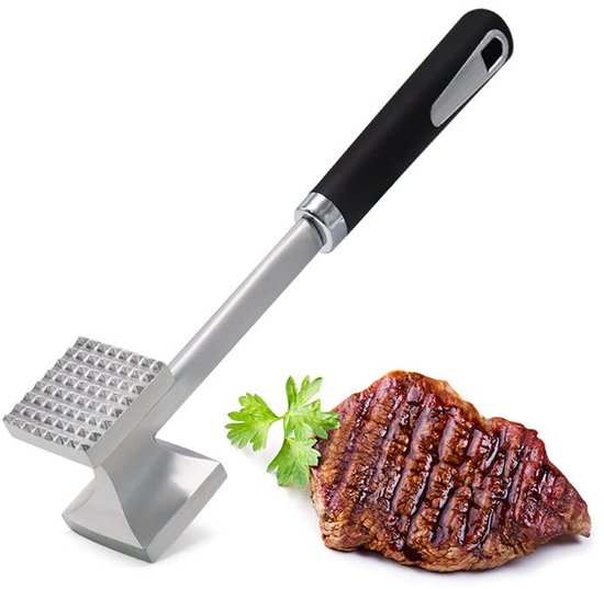 Fleischklopfer, Ergonomischer Griff, Liegt Gut In Der Hand, Robustes Design, Fleischzartmacher, Grillzubehör, Für Schnitzel, Steaks, Rindfleisch, Fleischklopfer, Aluminium, Silber