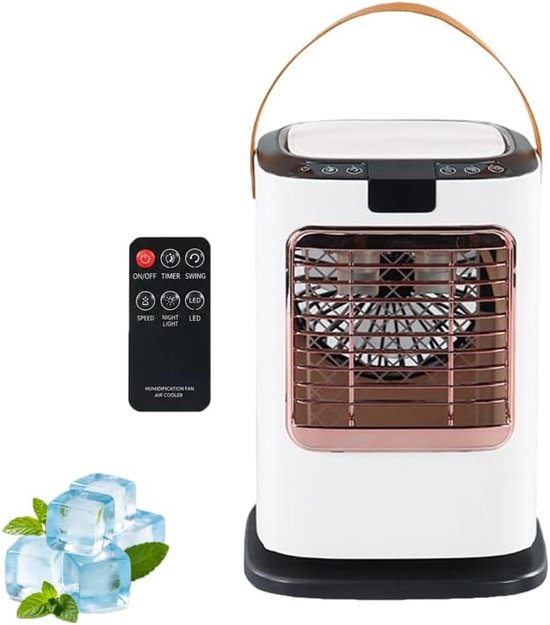 Usb-betriebener Tischventilator Mit Sprühnebelfunktion, Timer, Oszillierendem Luftbefeuchter, Fernbedienung Und Abs-wassertank.