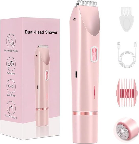 Bikinitrimmer Für Damen – 2-in-1-elektrorasierer – Wasserdicht – Wiederaufladbar – Doppelscherkopf