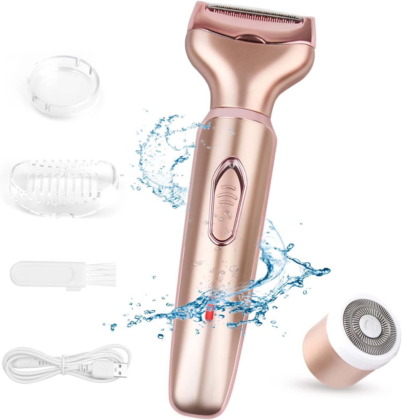 Elektrischer Damenrasierer, 2-in-1-elektrorasierer Für Gesicht, Augenbrauen, Oberlippe, Nase, Beine, Unterarme Und Bikinizone, Damenrasierer Mit Usb-ladefunktion