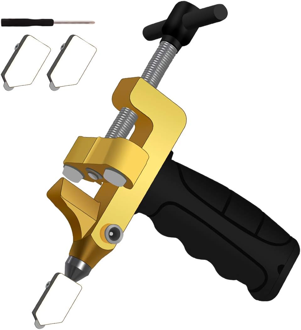 Dieses 2-in-1-werkzeugset Zum Schneiden Von Glasbausteinen, Keramik Und Glasierten Fliesen Besteht Aus Einem Handlichen All-in-one-fliesenschneider Und Zwei Schneidklingen.