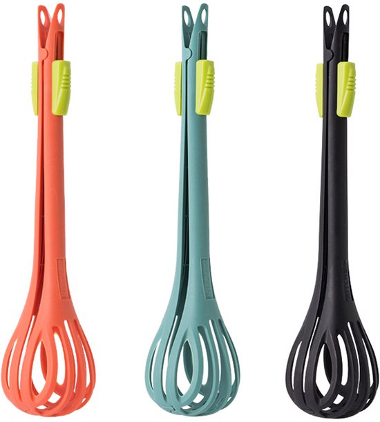 Dreiteiliges, Multifunktionales Schneebesen-set Mit Silikonzange, Orange