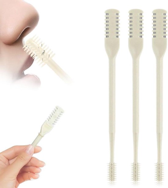 2-in-1 Nasenhaartrimmer – 3-teiliger Manueller Nasenhaartrimmer – 360° Drehbar – Doppelseitig – Reisegröße – Nasenhaarentfernung – Für Damen Und Herren – Beige