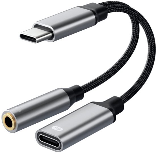 Usb-c Audio- Und Ladeadapter – 2-in-1-konverter – 60-w-schnellladung – Fernbedienungsunterstützung – Für Spiele/musik – Kompatibel Mit Android-smartphones