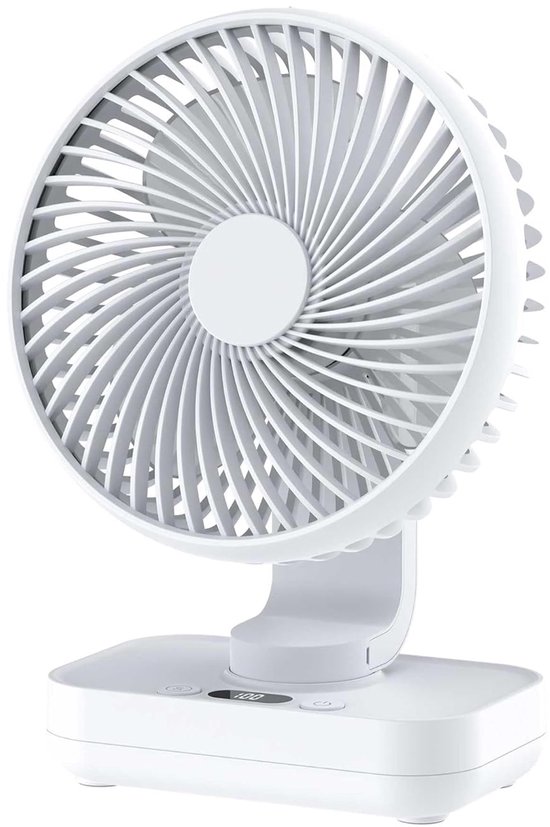 Automatischer, Oszillierender Tischventilator – Leise (30 Db) – Usb-c/led-anzeige – 4 Geschwindigkeitsstufen – Weiß