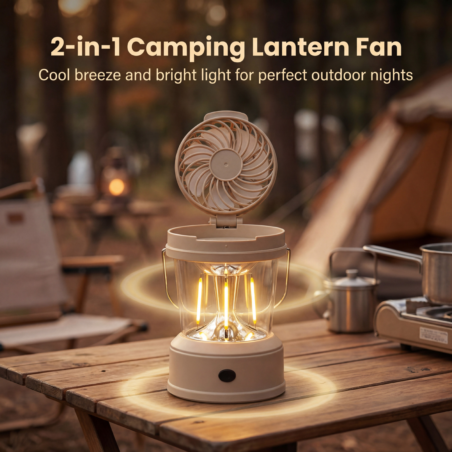 2-in-1-design: Faltbare Elektrische Campinglampe Mit Ventilator, Helle Und Effiziente Led-beleuchtung, Tragbare Led-campinglaterne Mit Ventilator, Zelt