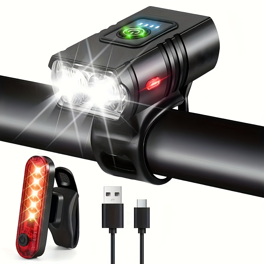 2er-pack Usb-wiederaufladbare Fahrradlichter, 4 Modi, Superhelle Vorder- Und Rücklichter Für Nachtfahrten (nicht Wasserdicht)