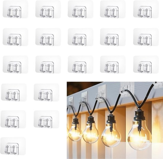 20 Lichterclips, Weihnachtsbeleuchtungshaken, Kunststoff, Für Lichterketten, Weihnachtsfeiern, Pendelleuchten, Außenbeleuchtung – Transparent