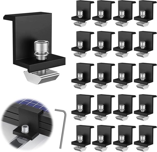 20 Stück Solarmodul-befestigungselemente 30 Mm, Montageset, Geeignet Für Photovoltaik-schienen, Inklusive Inbusschlüssel, Für Dach- Und Wandmontage