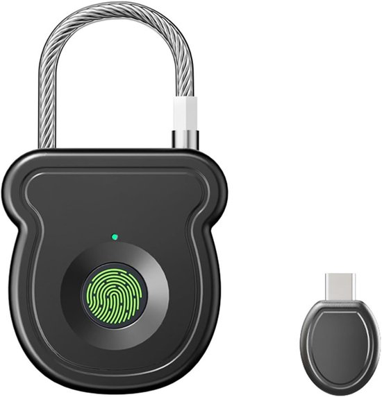 Intelligentes Fingerabdruck-vorhängeschloss Mit Notfall-usb-anschluss (schwarz), Wasserdichtes Schnellverschluss-schließfachschloss.