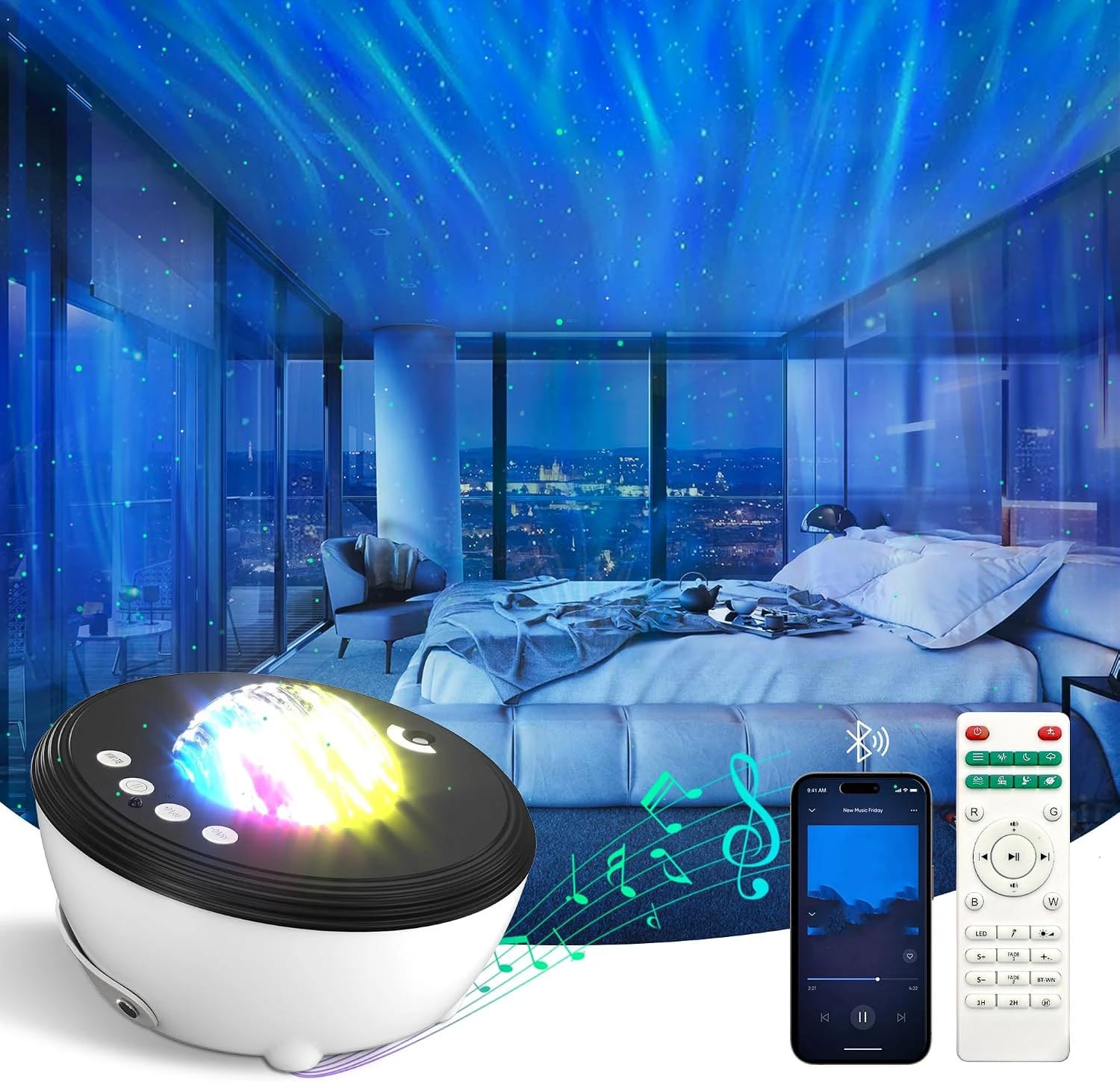 Galaxy-sternenprojektor – 21 Lichteffekte – Mit Weißem Rauschen Und Integriertem Bluetooth-lautsprecher – Nachtlichtprojektor – Deckenprojektor – Schlafzimmer