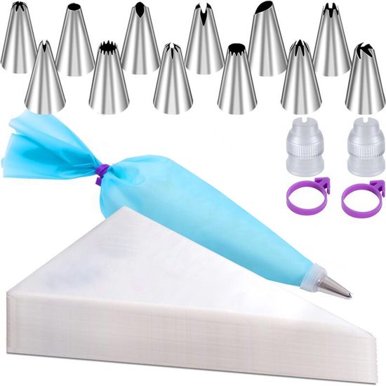 217-teiliges Spritzbeutel-set, 200 Beutel, 12 Edelstahltüllen, Wiederverwendbares Tortendekorationsset Für Kekse Und Kuchen