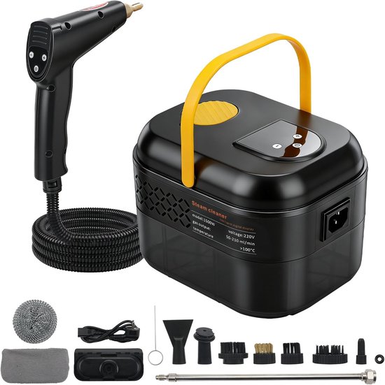 Dampfreiniger, 2500 W, Handgerät Mit Hohem Druck, 1400 Ml Tank, 3 Bürsten, 6 Geschwindigkeitsstufen, Böden/küchen/fenster.