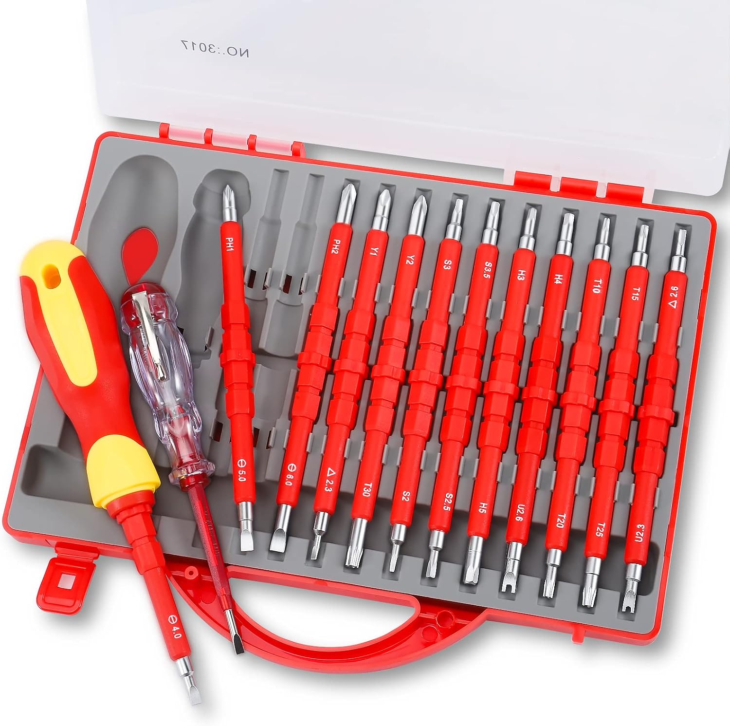 Isolierter 1000-v-schraubendreher-satz Für Elektriker, 24-teilig, Mit Starkem Magnetbit Und Griff – Phillips, Schlitz, Torx, Sechskant, Vierkant