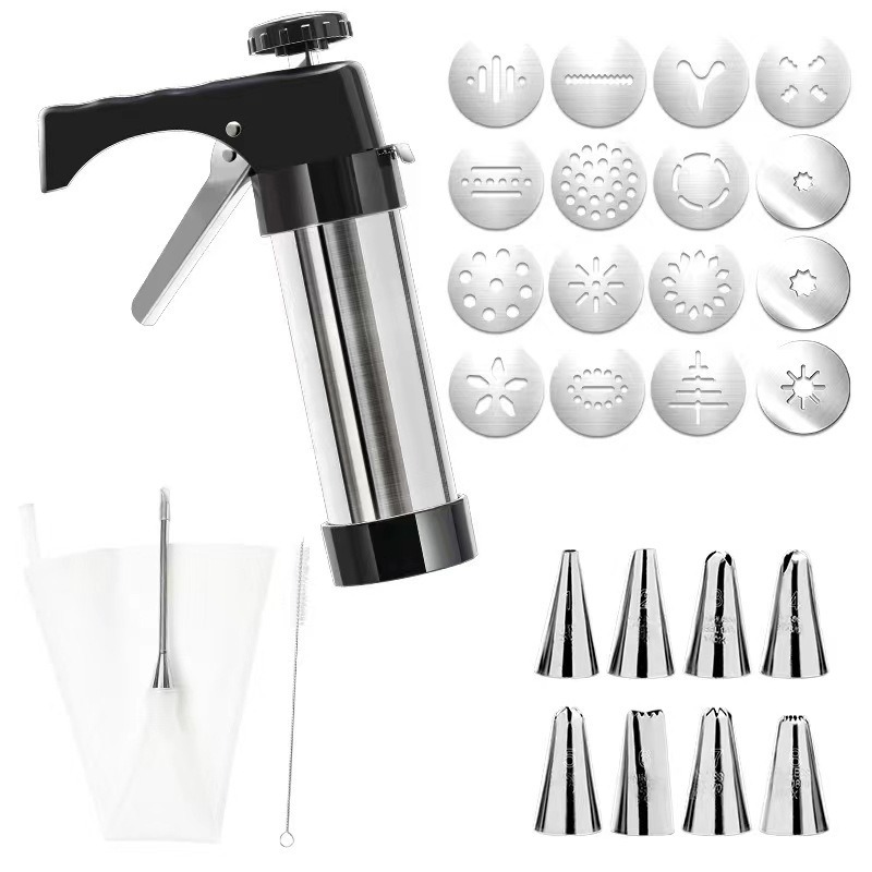 3-in-1 Keksstempelset Mit 16 Scheiben Und 8 Spritztüllen, Hochwertiges Backwerkzeug Zum Stempeln Von Keksen Und Dekorieren Von Kuchen