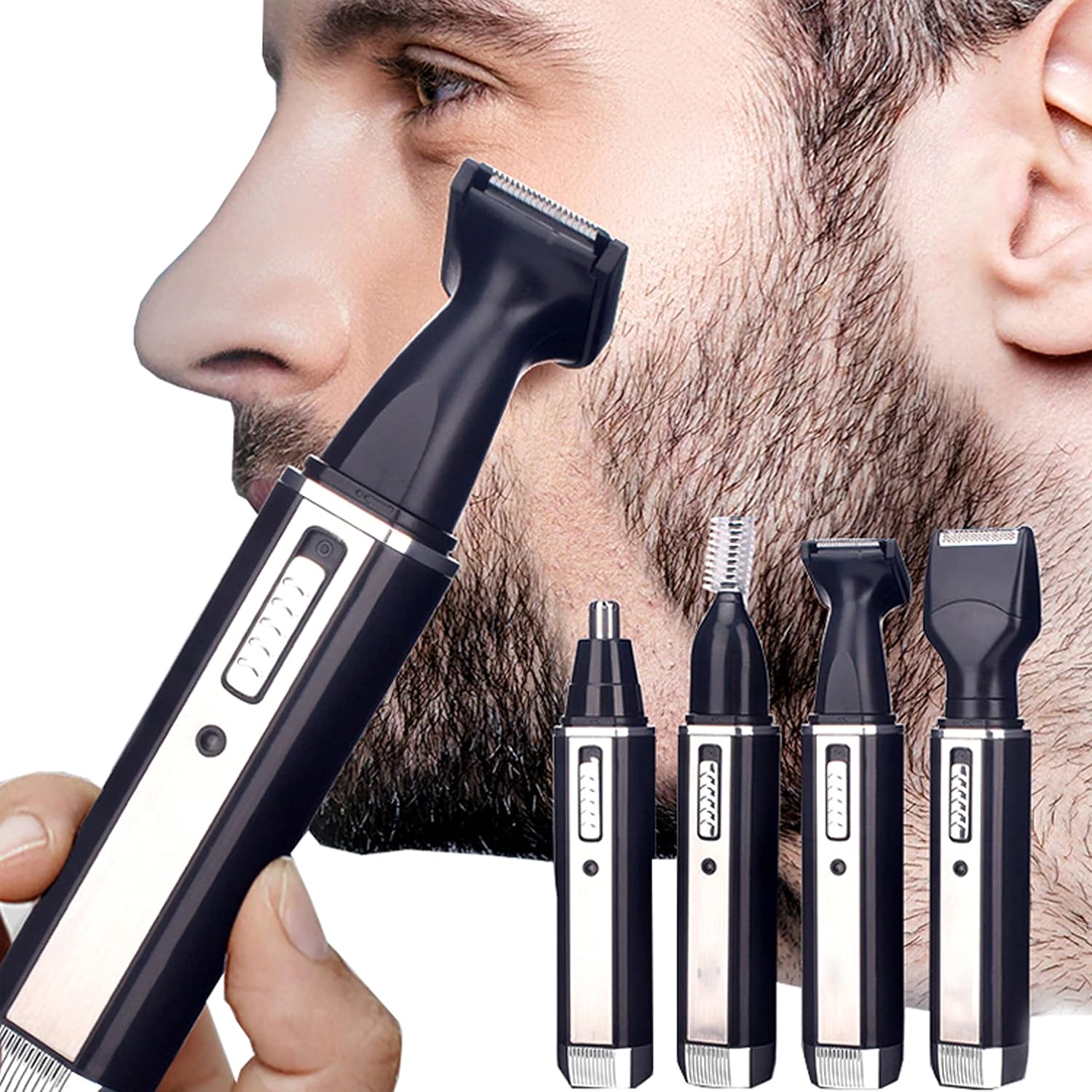Augenbrauenrasierer, Usb-ladefunktion, Für Die Gesichtspflege, Elektrischer Doppelkopftrimmer, Elektrischer Nasenhaartrimmer Mit Usb-ladefunktion, Speziell Für Den Bartwuchs Entwickelt