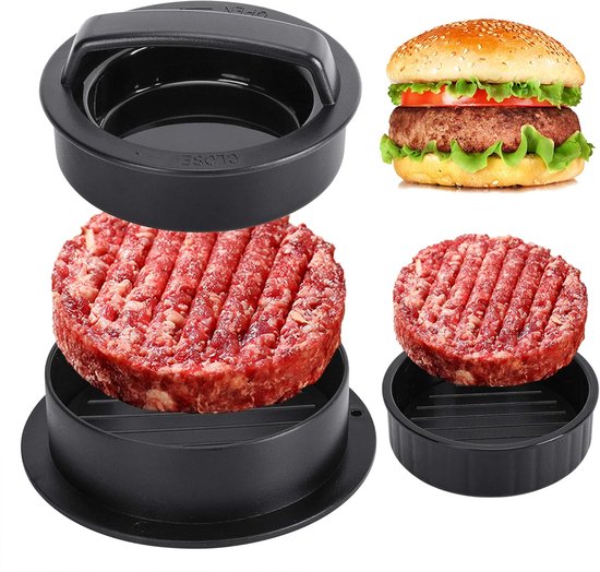 3-in-1 Hamburgerpresse Inklusive 100 Wachspapier – Hamburgermaker – Hamburgerpresse – Hitzebeständig – Hamburger- Und Fleischpresse – Smash Burger – Burger