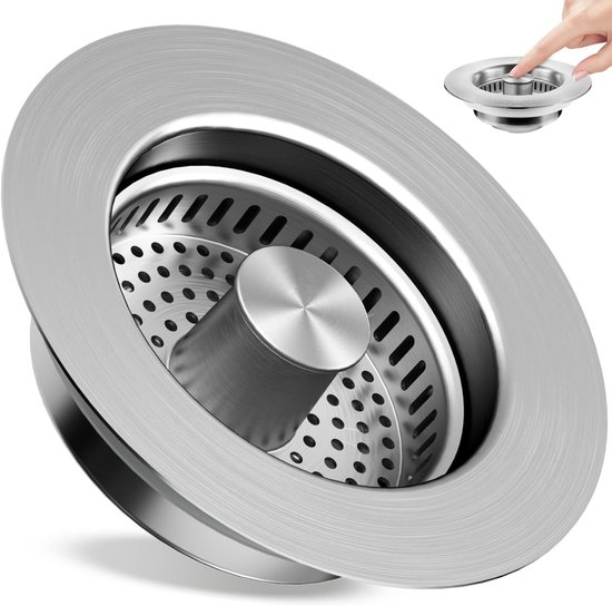 3-in-1 Küchenabflussfilter, Pop-up-abflussstopfen Aus Edelstahl 304, Anti-verstopfungsfilter, Gebürsteter Edelstahl Sus304