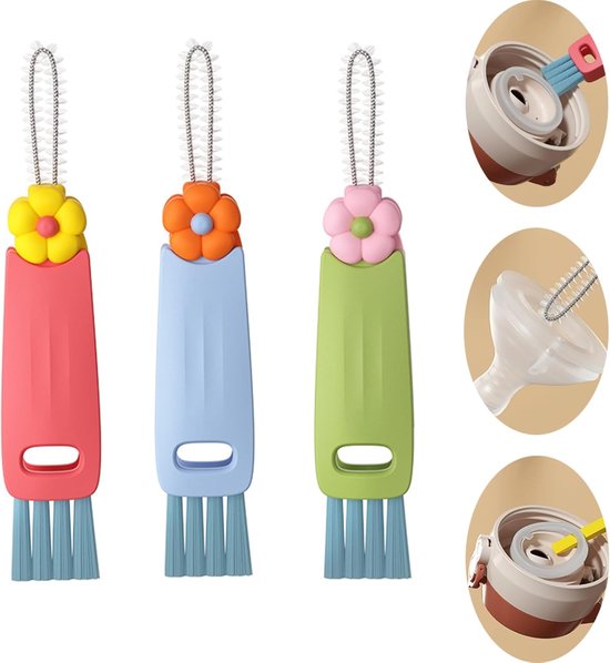 3-in-1-reinigungsbürstenset Für Becherdeckel, Tragbare Wasserflaschen Und Fensterleisten (3-teilig)