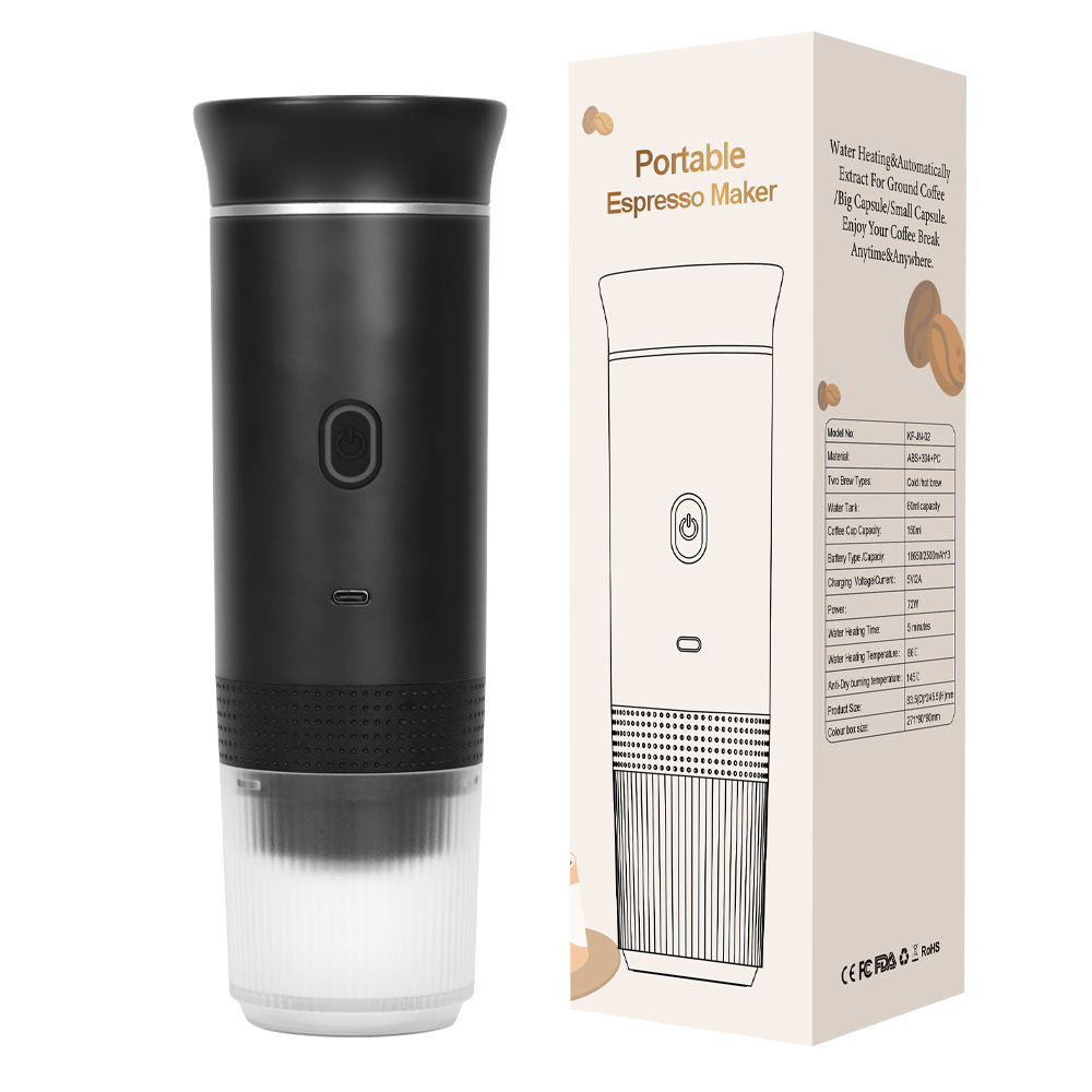 Elektrische Espressomaschine, Kaffeemaschine, Kompatibel Mit Großen Kapseln, Kapseln Und Kaffeepulver, Selbstheizend, Reisekaffeemaschine Für Camper