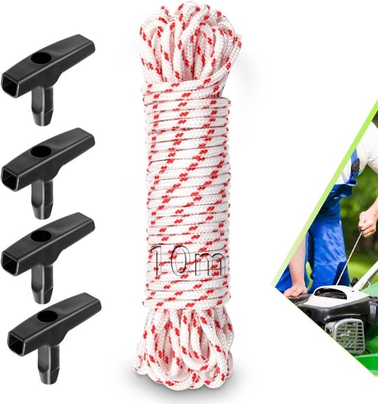 3,5 Mm Rasenmäher-anziehseil, 10 Meter Lang, Für Benzinrasenmäher, Mit 4 Anziehseilen, Rücklaufstartseil, Universeller Ersatz