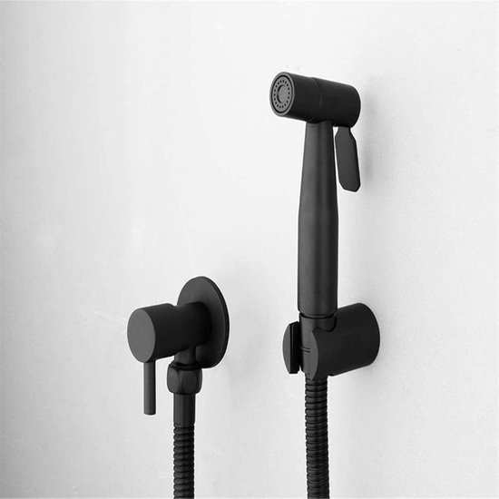 Wandmontierter Bidet-duschkopf, Hochdruck-toilettensprüher Mit 1,5 Meter Schlauch, Schwarz.